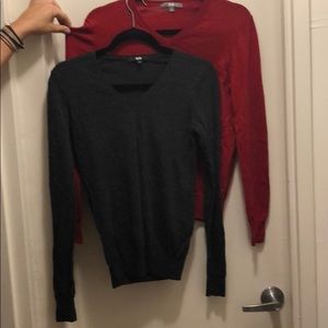 Two Uniqlo 100% Merino Wool Sweaters